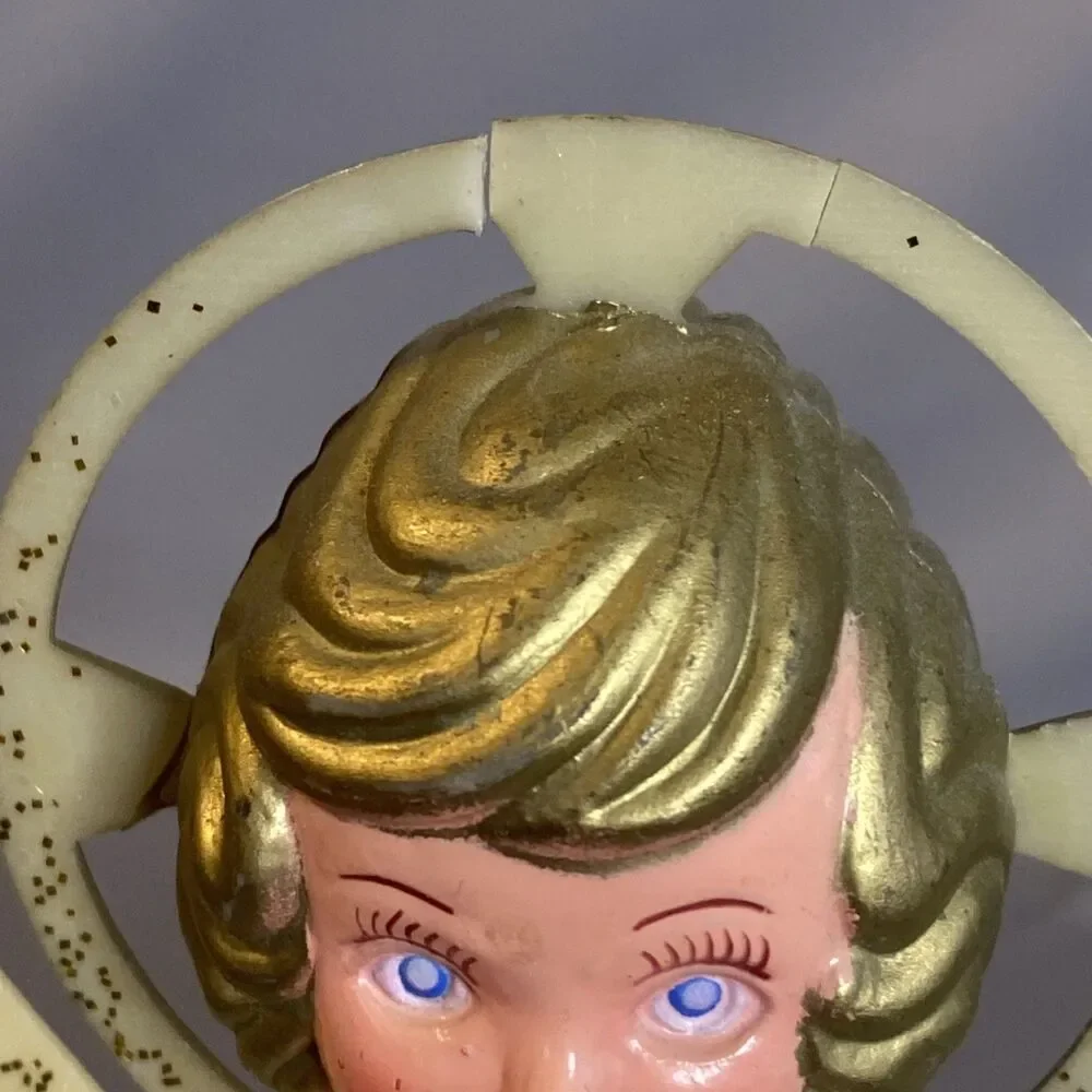 Vintage 60s 70s Christmas Angel Tree Top Figure Halo Star MCM Hong Kong Figure